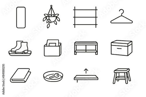 Icon coat zone wall step entryway mat icons entry vector minimalist symbol