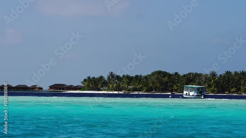 Tropical Island View from Moving Boat