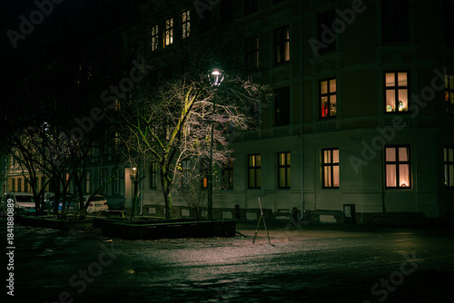 Canvas Print Nordic Neighborhood Night Lights