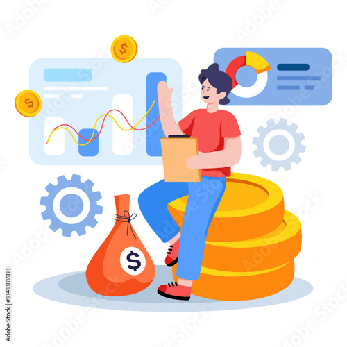 Trendy design illustration of wealth management