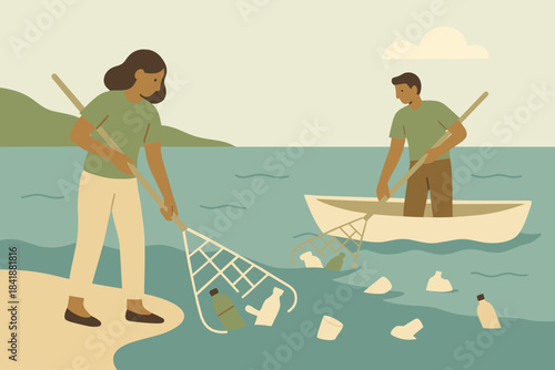 Vector cleanup icon no letters calm green ocean cyrillic warm modern numbers