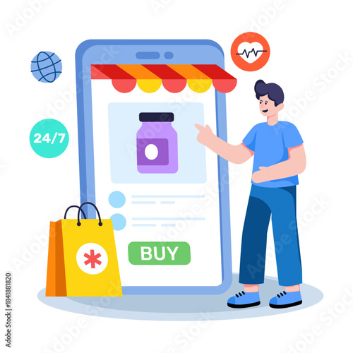 An illustration design of buy medicine online