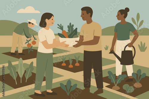 Text sharing sage icon cohesive garden typography no neighbors style vector community