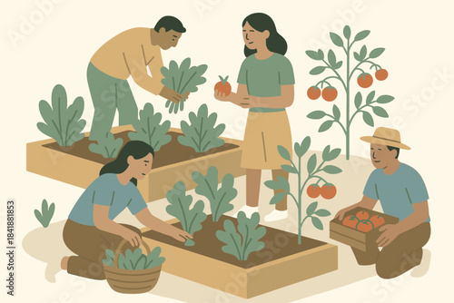 Garden green harvest typography negative no community vector tomatoes icon captions soft