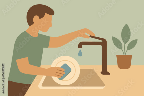 Letters dishwashing labels earth eco friendly no vector flat kitchen icon sand