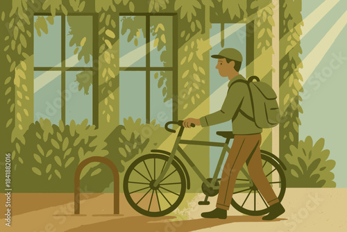 Vertical handmade olive icon parking eco vector commuter walls garden brown letters