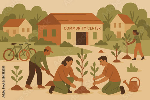 No community vector trees planting labels olive tree textured organic icon texture