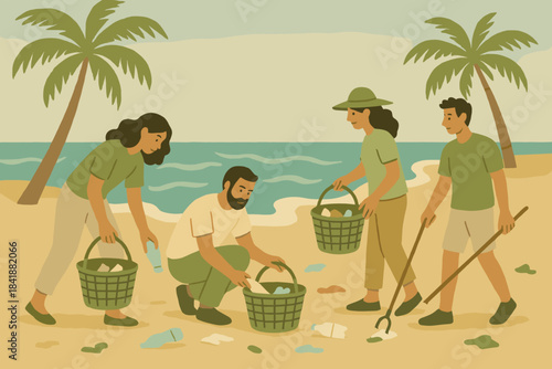 Volunteers background textures vector organic waves icon design letters flat pale cleanup