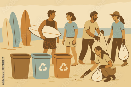 Style vector numbers pale labels sand clean surfboards icon handmade flat up