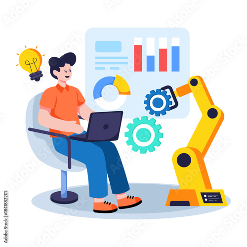 Premium download illustration of automated business