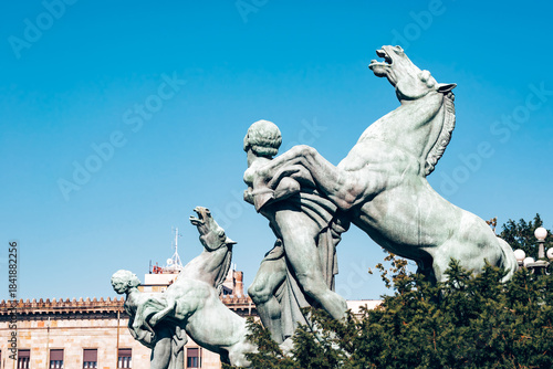 Statues in front of the National Assembly in Belgrade, Serbia.