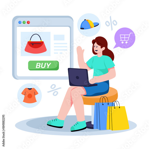 Unique design illustration of online shopping