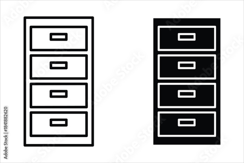 Filing cabinet icon outline and solid drawers storage