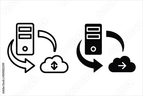 Cloud Computing Server Data Transfer Icons vector illustration