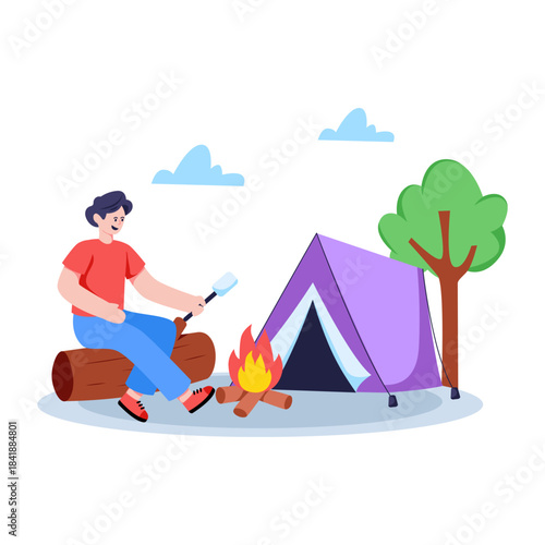 Modern design illustration of camping