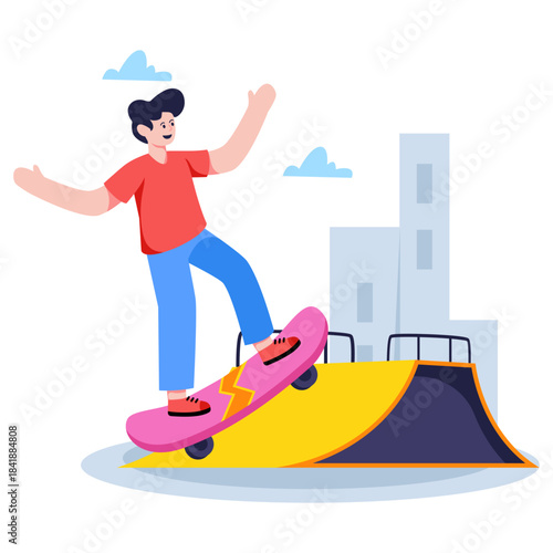 Modern design illustration of skateboarding