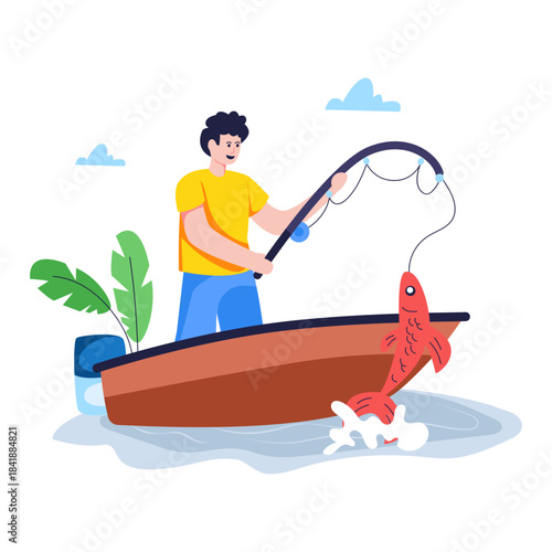 Trendy design illustration of fishing