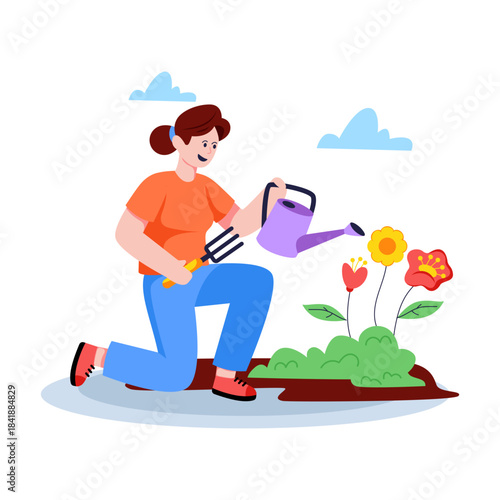 Editable design illustration of gardening