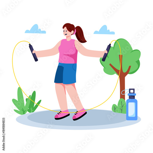 Modern design illustration of skipping rope