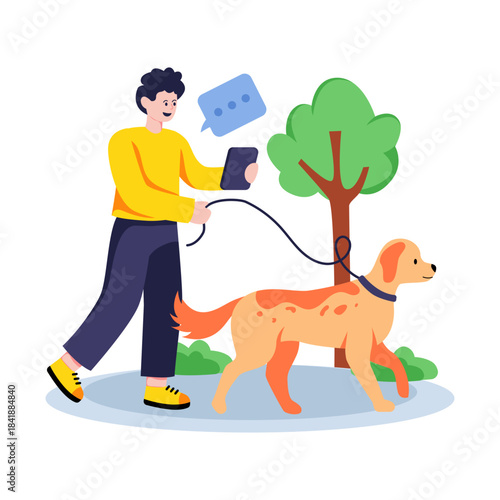 A unique design illustration of dog walking