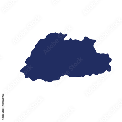 Map of Butane, sign silhouette. World Map Globe. Vector Illustration isolated on white background. Asian continent.