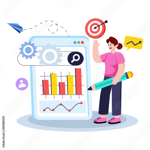 Editable design illustration of seo specialist