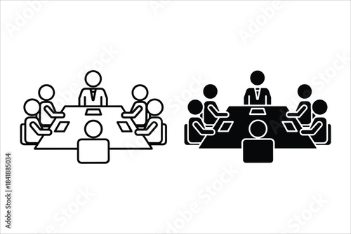 Business Meeting Icon Outline and Solid conference