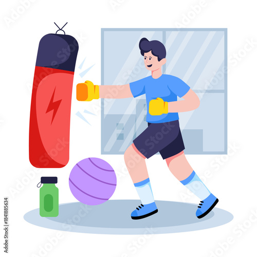 A modern design illustration of punching bag