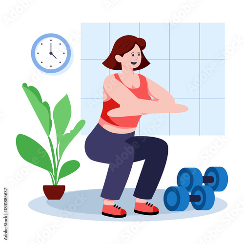 Premium download illustration of squat exercise