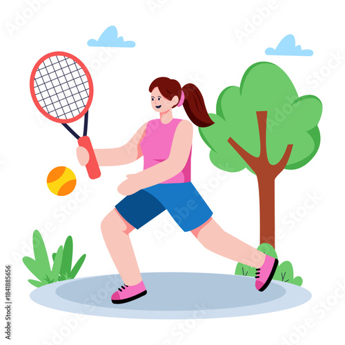 A perfect design illustration of playing tennis