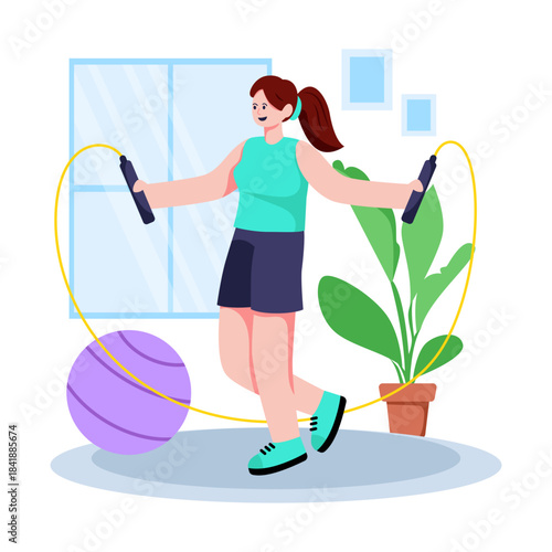 A flat design illustration of skipping rope