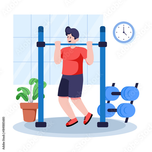 An illustration design of doing pullup