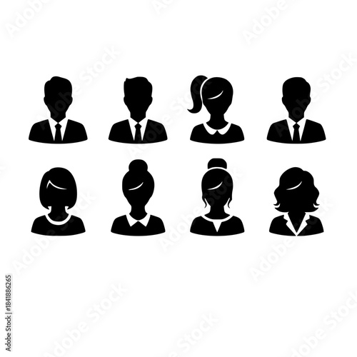 Group of silhouetted business professionals in formal office attire