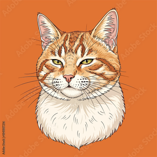 Portrait of a Ginger Tabby Cat with a Stern Expression.