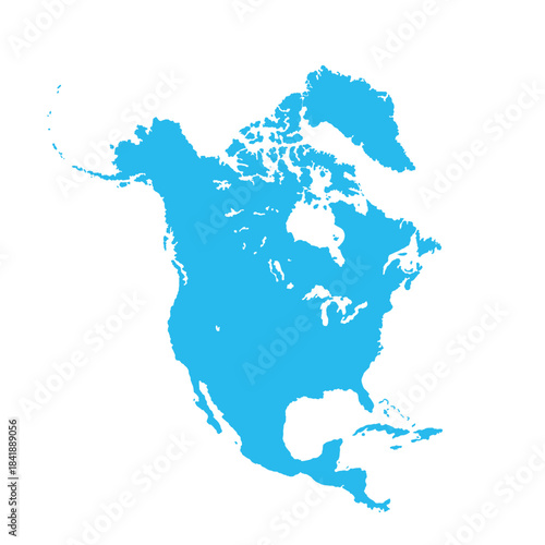 Map of North America, sign silhouette. World Map Globe. Vector Illustration isolated on transparent background. American continent.
