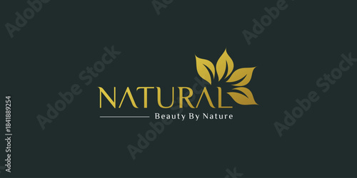 Golden natural logo template for company or printing Premium Vector