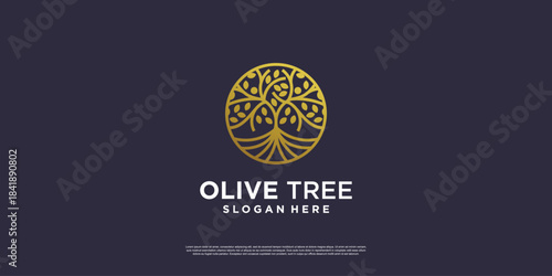 Golden tree logo with creative abstract element style Premium Vector part 5