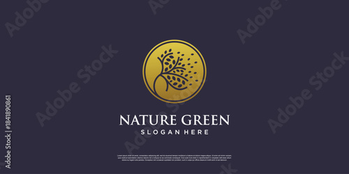 Golden tree logo with creative abstract element style Premium Vector part 7