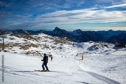 View of a ski slope in Dufourspitze ski area