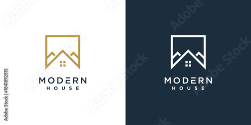 Modern house logo unique shape concept Premium Vector part 2