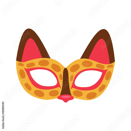 Carnival mask isolated on the white background. Single ethnic element of carnival costume for the Mardi Gras holiday. Animalistic vector masks of a bull and a cat.