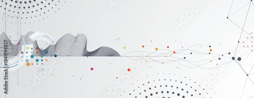 Technology and science banner or header. Connected neural network theme