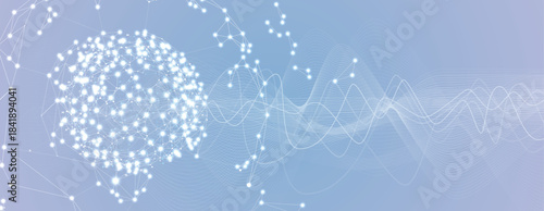 Technology and science banner or header. Connected neural network theme