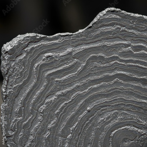 Close up of recently cast lead showing the unique metallic texture and solidification patterns formed during the rapid cooling process in a workshop setting ,industrial ,lead ,material