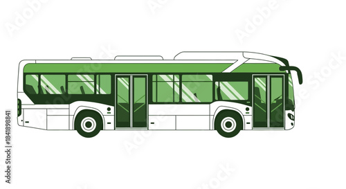 Green and White Modern City Bus Illustration.