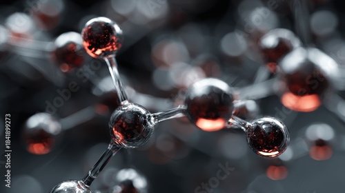 Fototapeta Naklejka Na Ścianę i Meble -  molecule or atom, Abstract structure for Science or medical background, 3d illustration, science, atom, abstract, chemistry, structure, blue, chemical, background