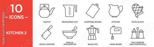 Kitchen icon set. Kitchen vector symbol in black filled and outlined style.