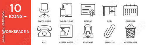 Workspace icon set. Workspace vector symbol in black filled and outlined style.