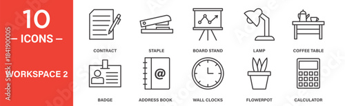 Workspace icon set. Workspace vector symbol in black filled and outlined style.
