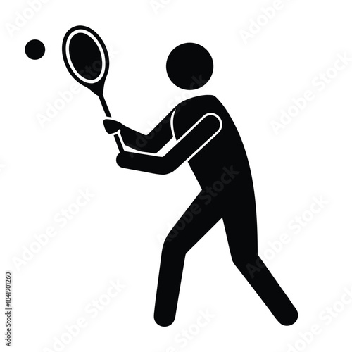 Tennis Player Racket Ball Vector Illustration on White Background